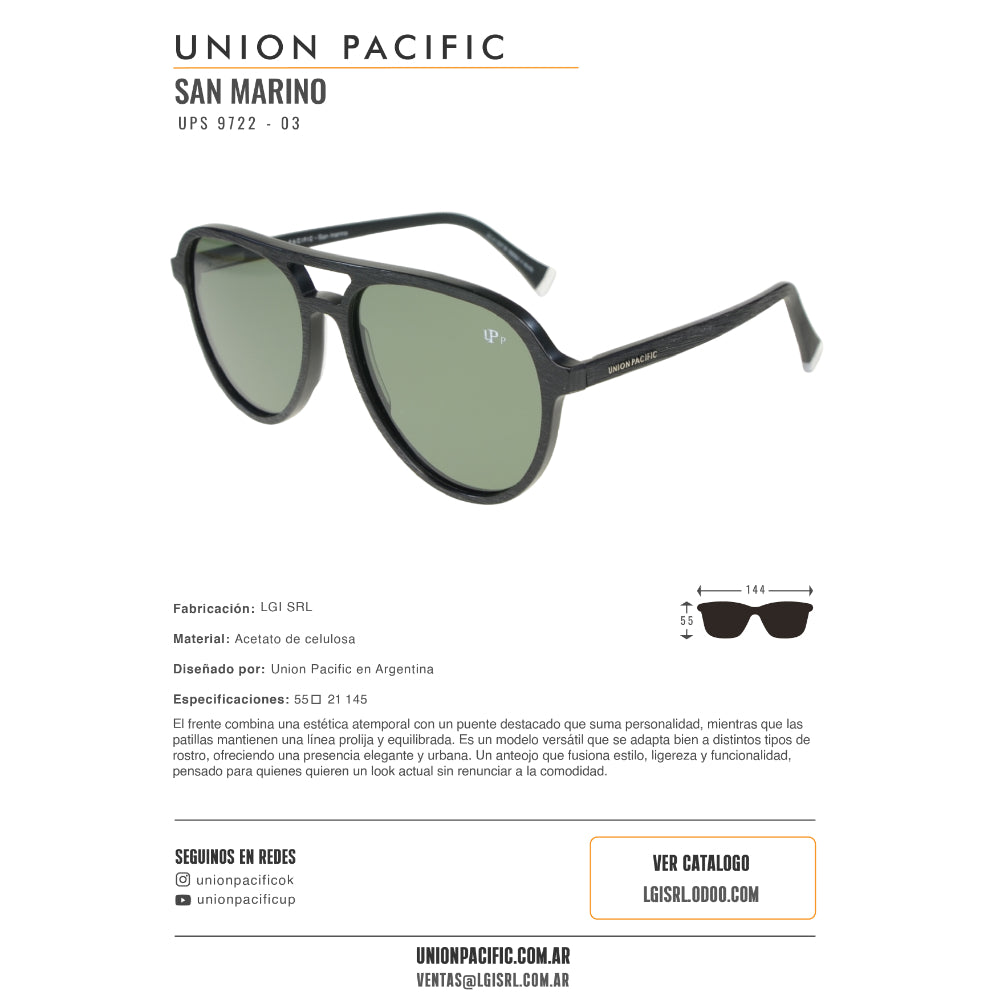 Union Pacific Lentes de Sol San Marino Polarizado