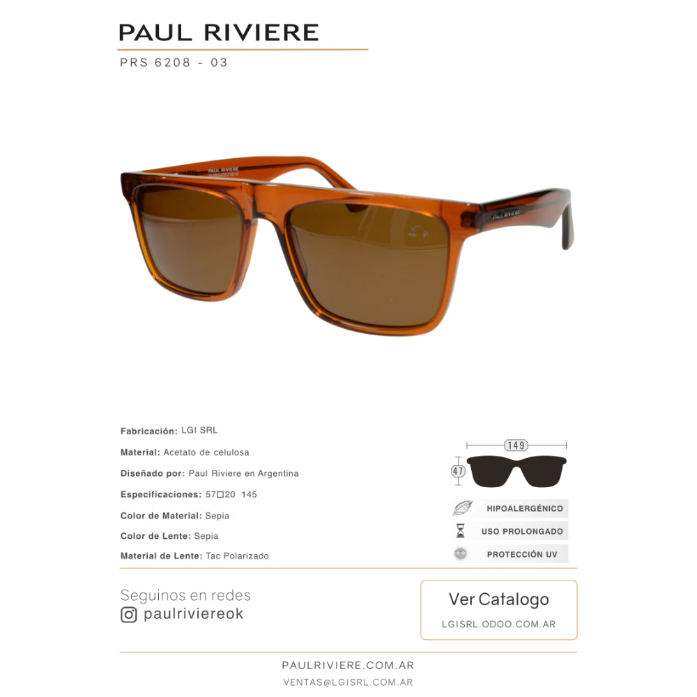 Paul Riviere Lentes de Sol 6208 Polarizado