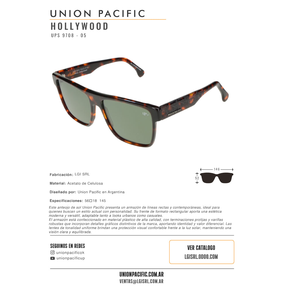 Union Pacific Lentes de Sol Hollywood Polarizado