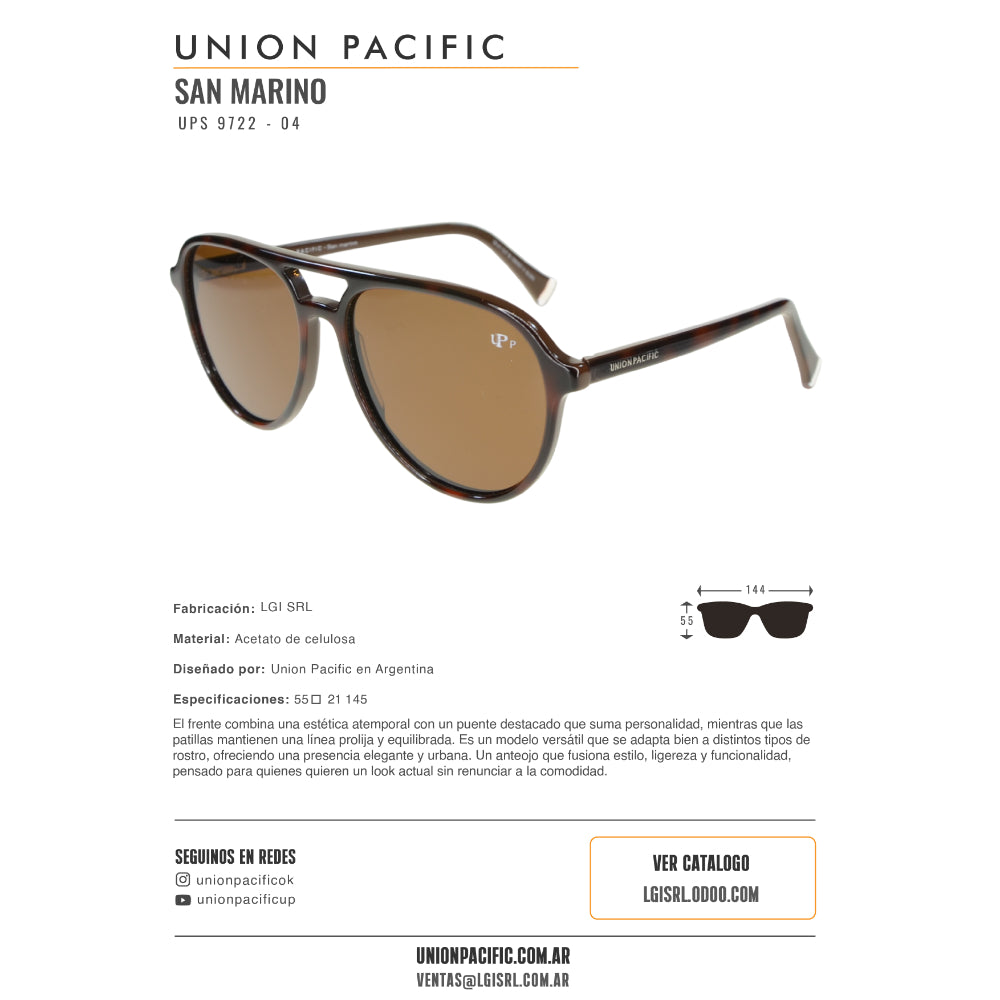 Union Pacific Lentes de Sol San Marino Polarizado